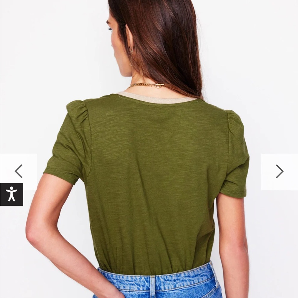 Boden Metallic Trim V Neck T-shirt - Picture 3 of 6